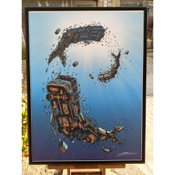 Affiche - Baleines bus - cadre noir