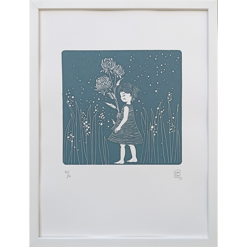 LinoLino - Sans Titre (Fillette aux Fleurs de Trêfle) LinoLino - Sans Titre (Fillette aux Fleurs de Trêfle)