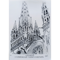 Raphaël Douguet - Quimper, Cathédrale - Tirage d'art