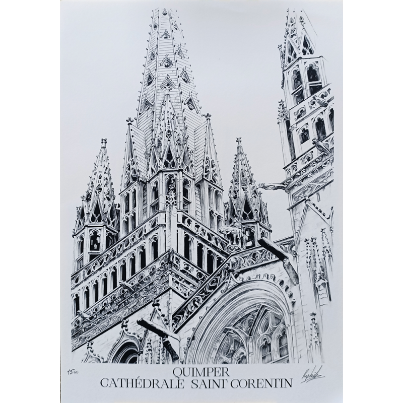 Raphaël Douguet - Quimper, Cathédrale - Tirage d'art Raphaël Douguet - Quimper, Cathédrale - Tirage d'art