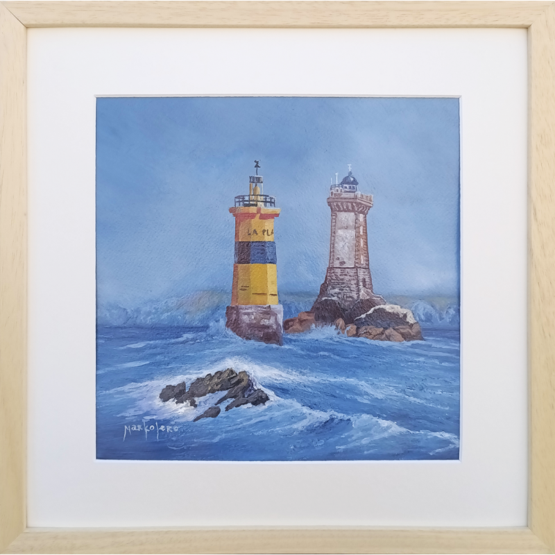 Markolero - Le Phare de la Vieille et la Balise de la Plate - 40x40 cm