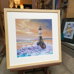 Markolero - Coucher de Soleil au Phare d'ArMen - 40x40 cm - encadré