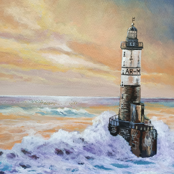 Markolero - Coucher de Soleil au Phare d'ArMen - 40x40 cm - détails