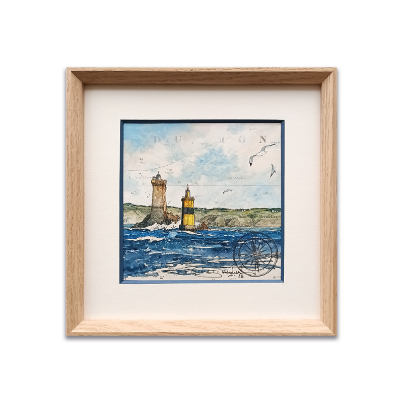 Alain Baudson - Cap sur l'Ile de Sein - La Vieille et la Plate - 20x20cm - site