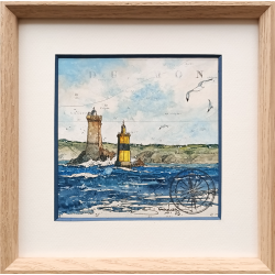 Alain Baudson - Cap sur l'Ile de Sein - La Vieille et la Plate - 20x20cm