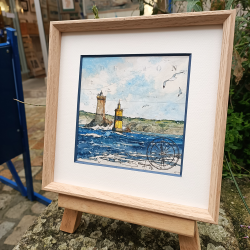 Alain Baudson - Cap sur l'Ile de Sein - La Vieille et la Plate - 20x20cm - encadré