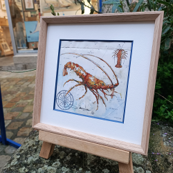 Alain Baudson - Langouste - 20x20 cm - encadré