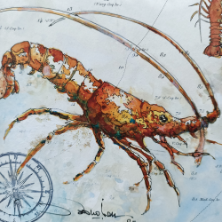 Alain Baudson - Langouste - 20x20 cm - détails
