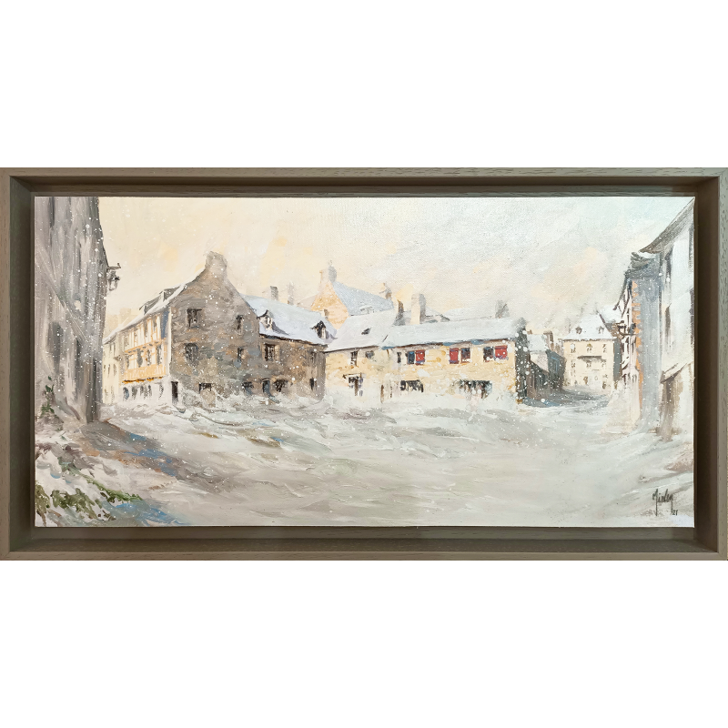 Huile - Place au Beurre sous la neige - encadrée Huile - Place au Beurre sous la neige - encadrée
