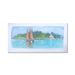 Anne-Sophie Cottrais - Voile rouge devant l'Ile Tristan, Douarnenez