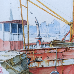 Alain Baudson - Le Bateau rouge (Honfleur) - détails