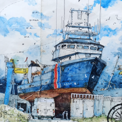 Alain Baudson - L'Atlantique, Port de Lorient - détails